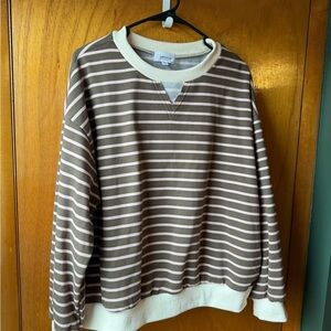 ANNIEWEAR Striped Brown & pink Crewneck